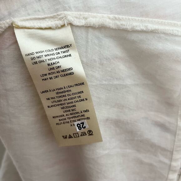 Anthropologie Maeve Womens Belted V Neck Button Front Midi Dress 14 Beige Stripe - Picture 15 of 15